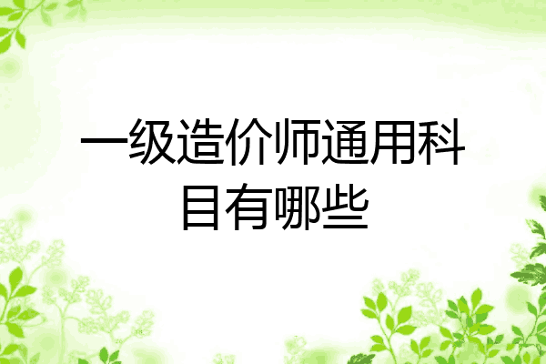 一级造价师通用科目有哪些