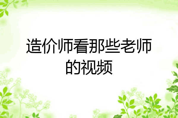 造价师看那些老师的视频