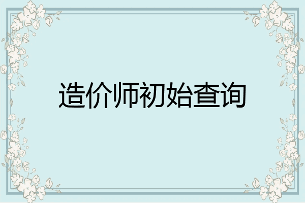 造价师初始查询