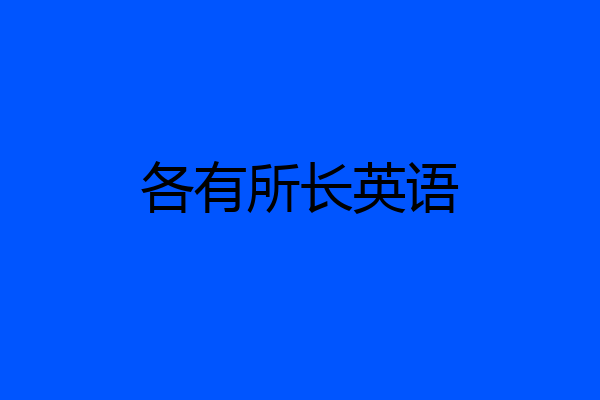 各有所长英语