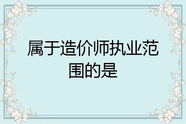 属于造价师执业范围的是