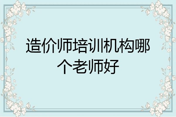 造价师培训机构哪个老师好