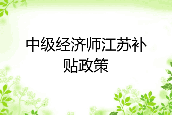 中级经济师江苏补贴政策