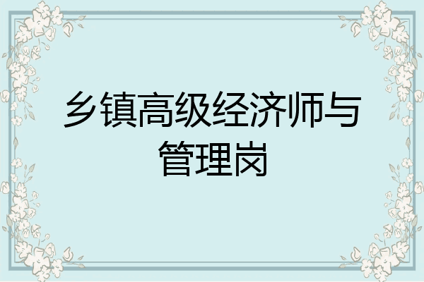 乡镇高级经济师与管理岗