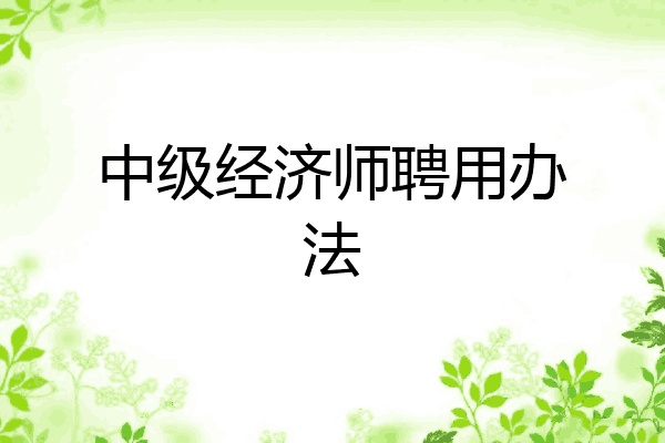 中级经济师聘用办法