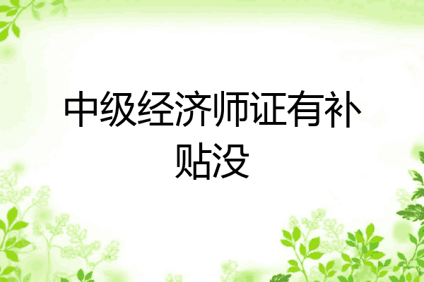 中级经济师证有补贴没