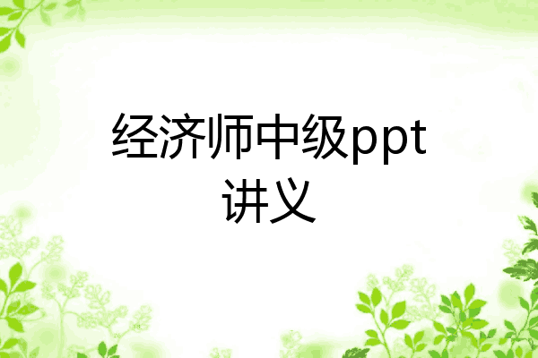 经济师中级ppt讲义