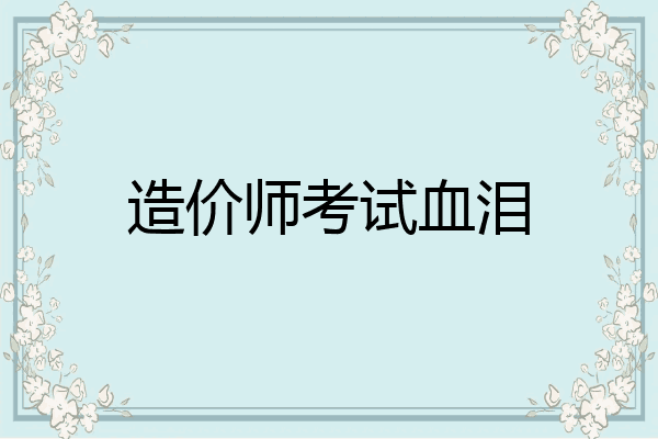 造价师考试血泪