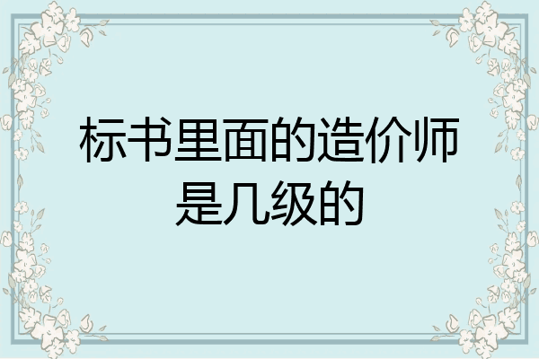 标书里面的造价师是几级的
