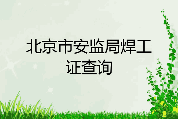 北京市安监局焊工证查询