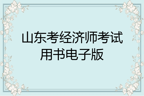 山东考经济师考试用书电子版