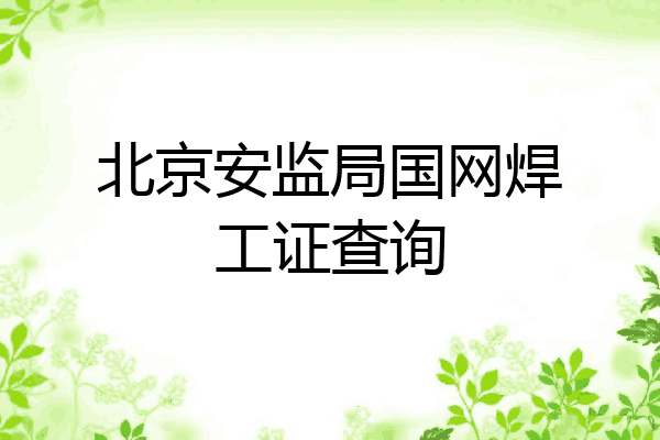 北京安监局国网焊工证查询