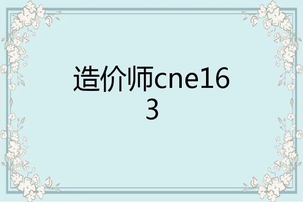 造价师cne163