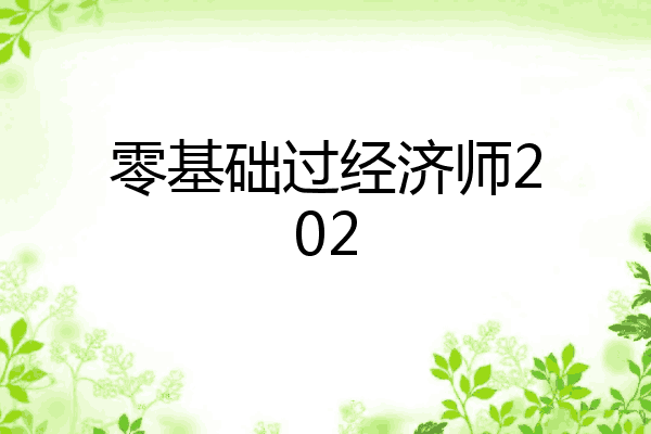 零基础过经济师202