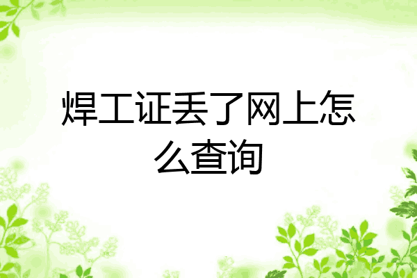 焊工证丢了网上怎么查询