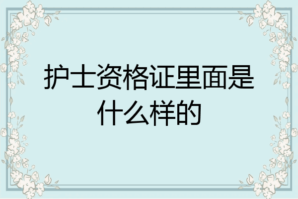 护士资格证里面是什么样的
