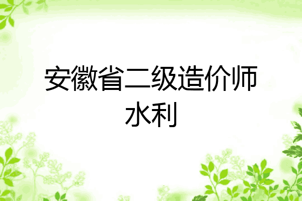 安徽省二级造价师水利