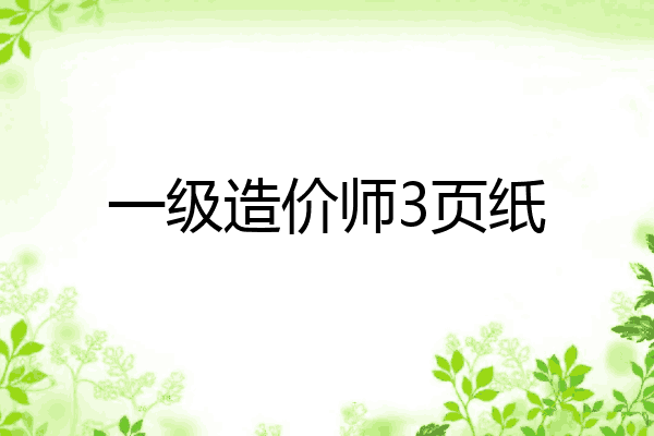 一级造价师3页纸
