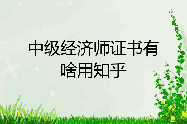 中级经济师证书有啥用知乎