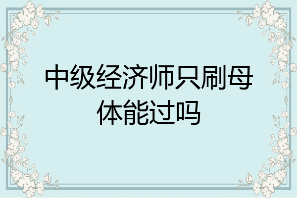 中级经济师只刷母体能过吗