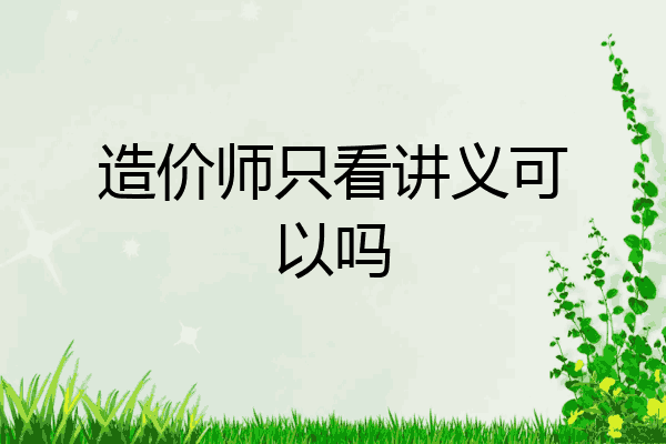 造价师只看讲义可以吗