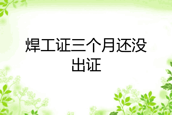 焊工证三个月还没出证