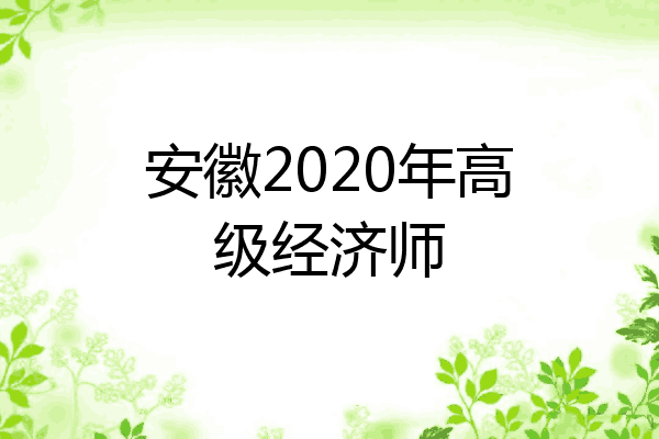 安徽2020年高级经济师