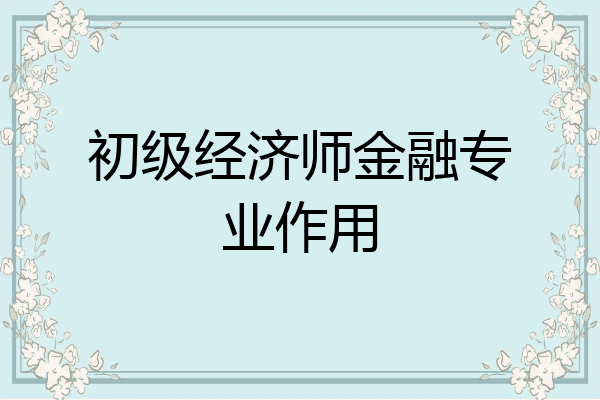 初级经济师金融专业作用