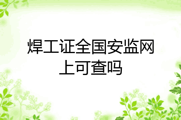焊工证全国安监网上可查吗