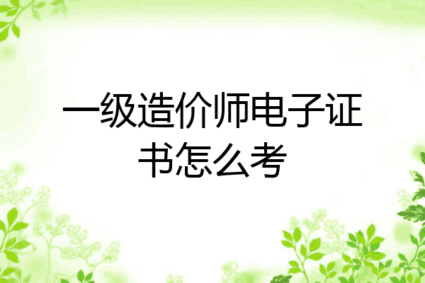 一级造价师电子证书怎么考