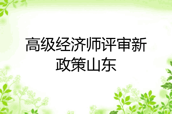 高级经济师评审新政策山东