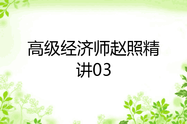 高级经济师赵照精讲03