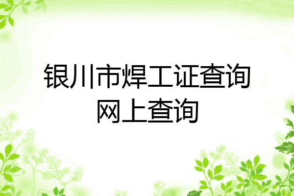 银川市焊工证查询网上查询