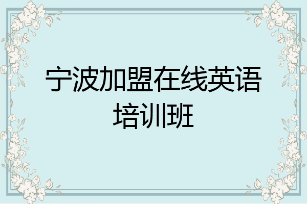 宁波加盟在线英语培训班