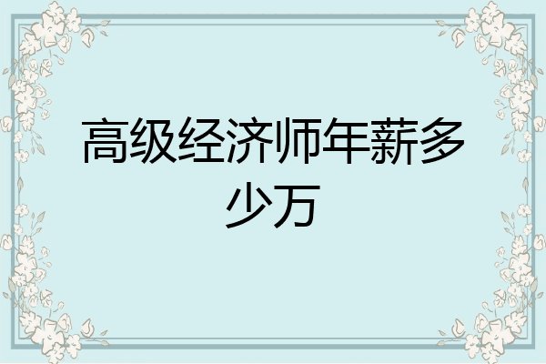 高级经济师年薪多少万