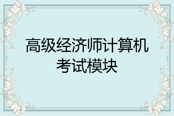 高级经济师计算机考试模块