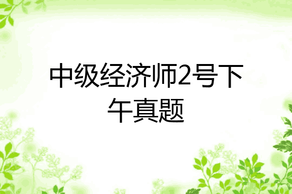 中级经济师2号下午真题