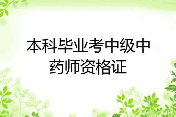 本科毕业考中级中药师资格证