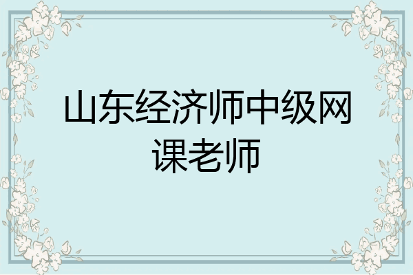 山东经济师中级网课老师