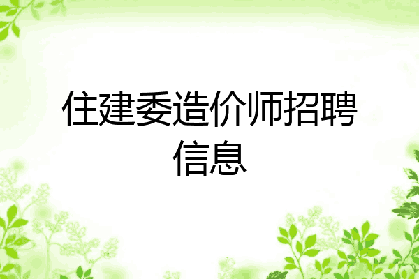 住建委造价师招聘信息