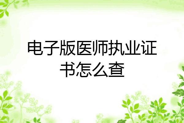 电子版医师执业证书怎么查