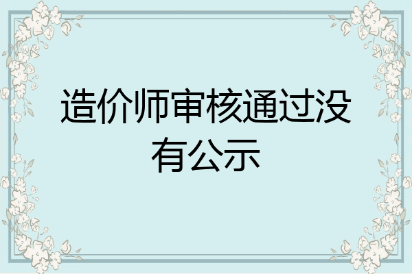 造价师审核通过没有公示