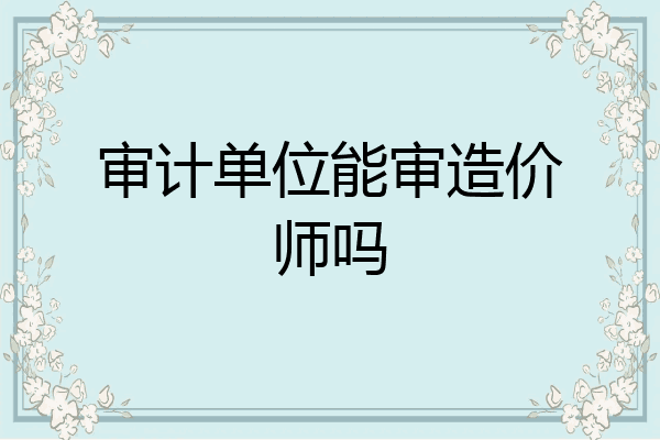 审计单位能审造价师吗
