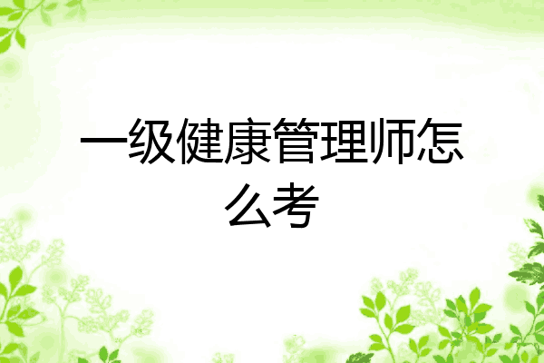 一级健康管理师怎么考