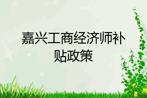 嘉兴工商经济师补贴政策