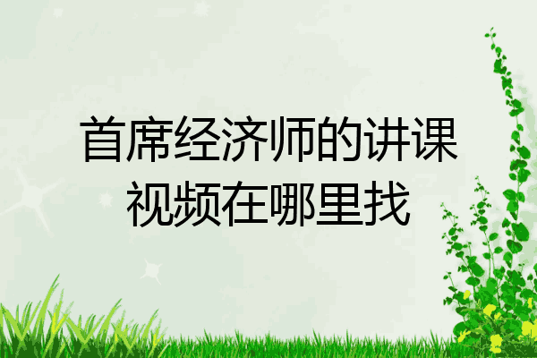 首席经济师的讲课视频在哪里找