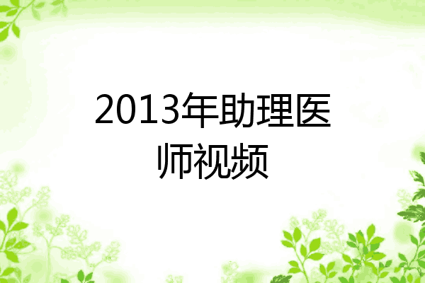 2013年助理医师视频