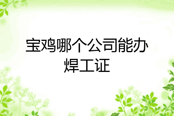 宝鸡哪个公司能办焊工证