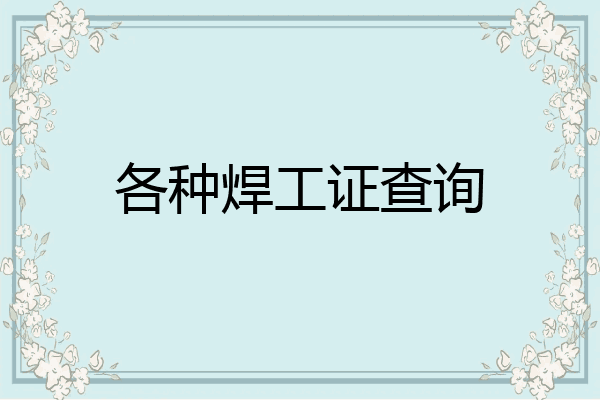 各种焊工证查询