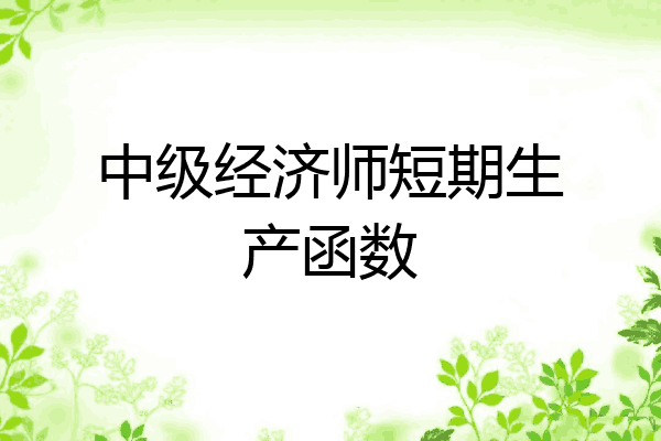 中级经济师短期生产函数
